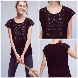 Anthropologie embroidered knit top